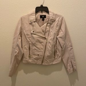 Cream Leather Jacket